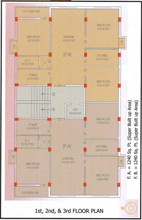  balaji twins Block A Cluster Plan from 1st to 3rd Floor
