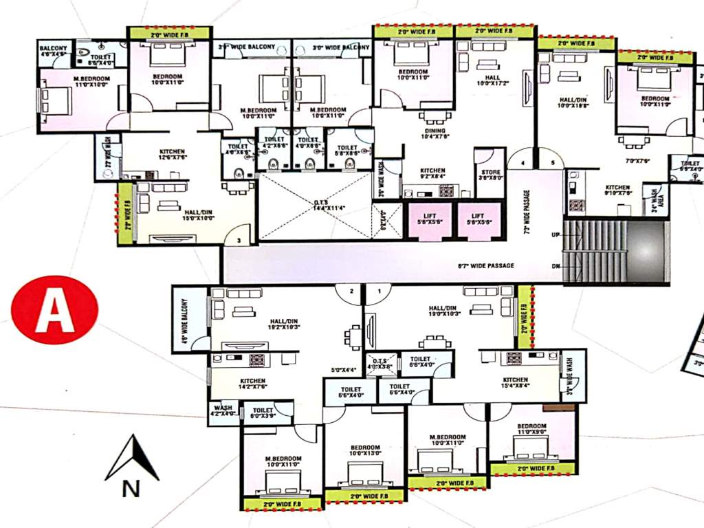 gurukul heights Tower A Cluster Plan from 2nd to 7th Floor