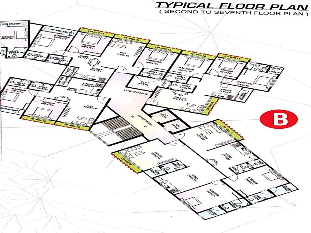 gurukul heights Tower B Cluster Plan from 2nd to 7th Floor