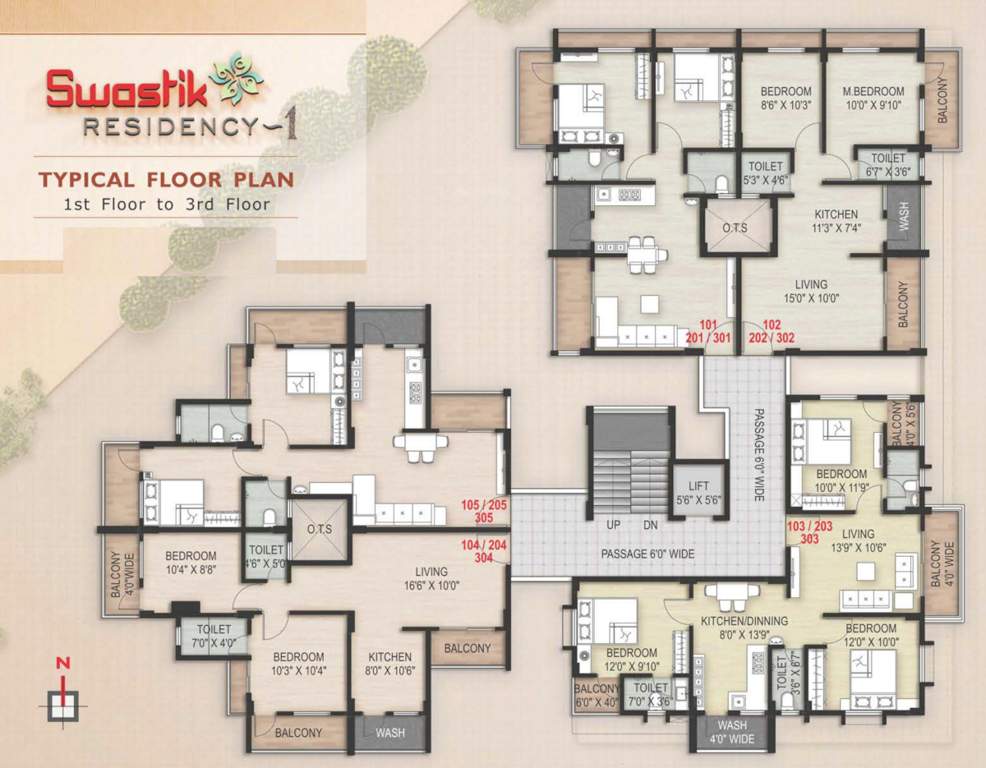swastik residency 1 Swastik Residency 1 Cluster Plan from 1st to 3rd Floor