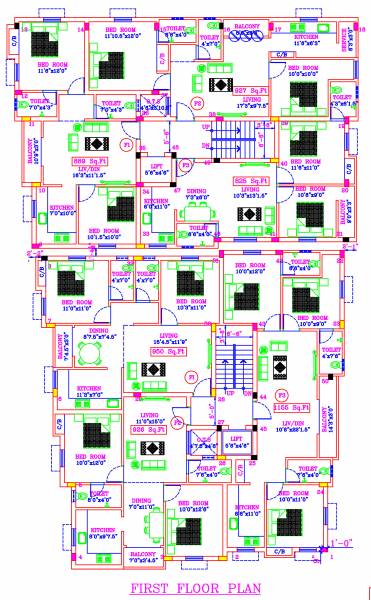  dhanalakshmi-flats Block A Cluster Plan for 1st Floor