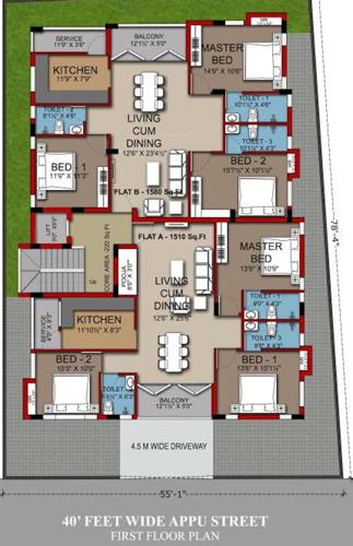  mayuravalli-apartment-mylapore Mayuravalli Apartment Mylapore Cluster Plan For 1st Floor