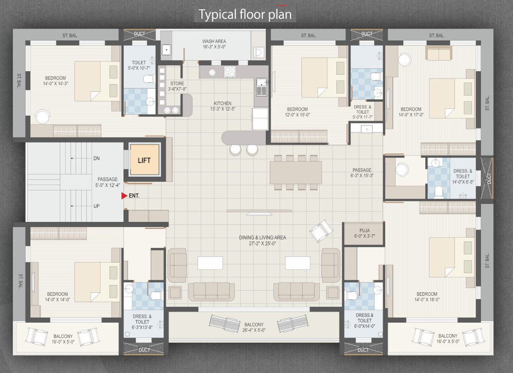 utsav aashaya Tower A Cluster Plan from 1st to 5th Floor