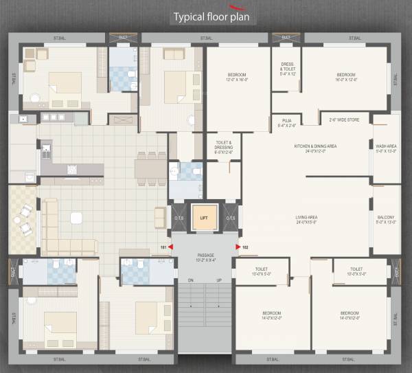  utsav-aashaya Tower B Cluster Plan from 1st to 5th Floor