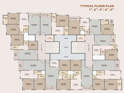  kushkuvar-y-shahaaditya-avenue-2 Kushkuvar Y Shahaaditya Avenue 2 Cluster Plan from 1st to 5th Floor