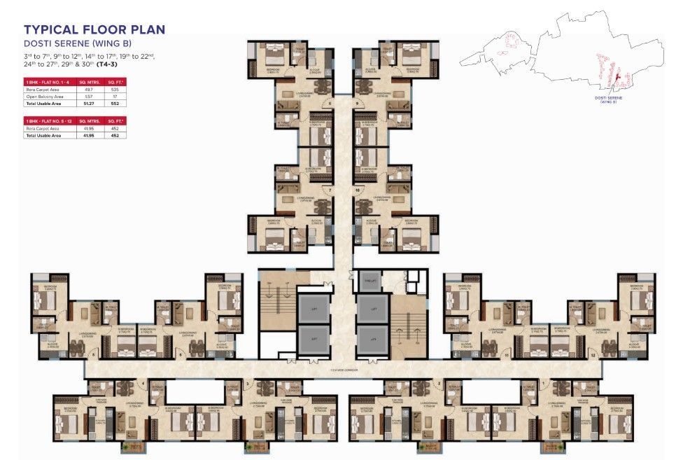  greater thane Tower 7 Cluster Plan from 1st to 30th Floor