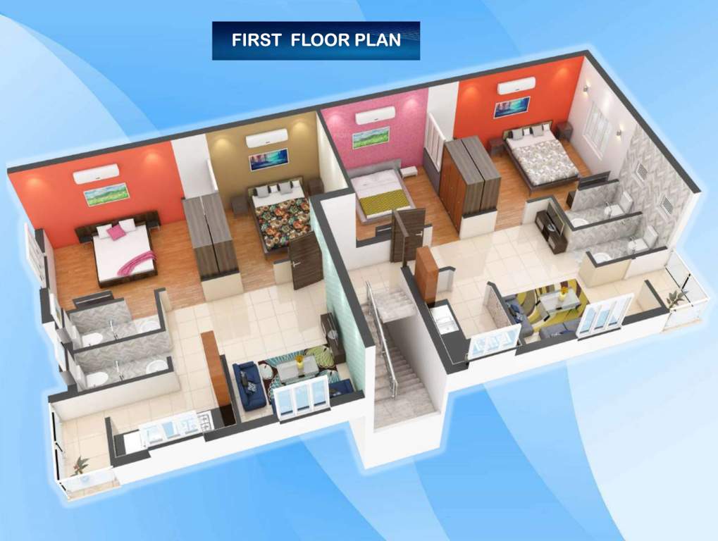  sai garland Sai Garland 3D Cluster Plan for 1st Floor