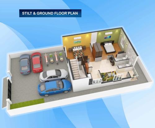  sai-garland Sai Garland 3D Cluster Plan for ground Floor