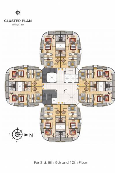 Tower 4 D1 Cluster Plan For 3rd, 6th, 9th & 12th Floor mulberry-heights Tower 4 D1 Cluster Plan For 3rd, 6th, 9th & 12th Floor