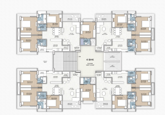  modern flats Block A Cluster Plan