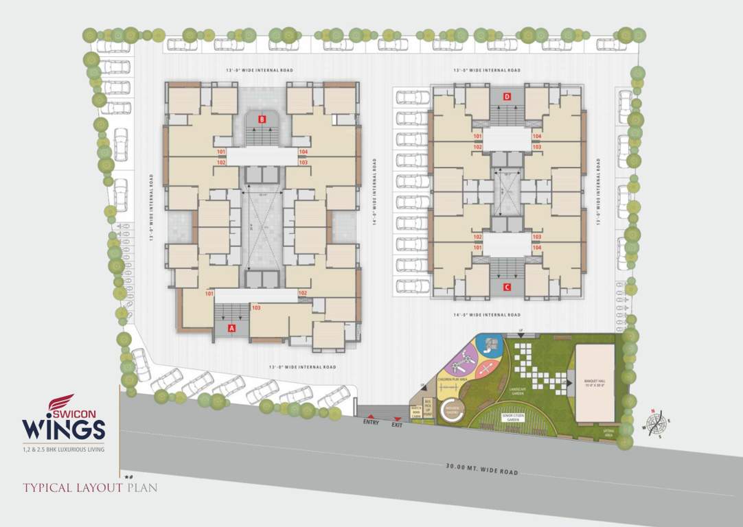  wings Tower A, B, C And D Cluster Plan from 1st to 14th Floor