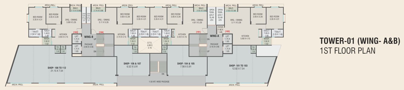  landmark Wing A And B Cluster Plan for 1st Floor