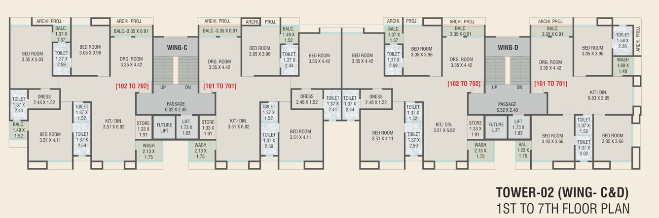  landmark Wing C And D Cluster Plan from 1st to 7th Floor