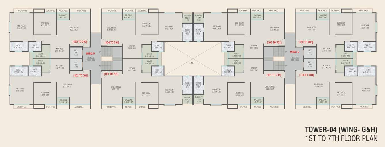 landmark Wing G And H Cluster Plan from 1st to 7th Floor