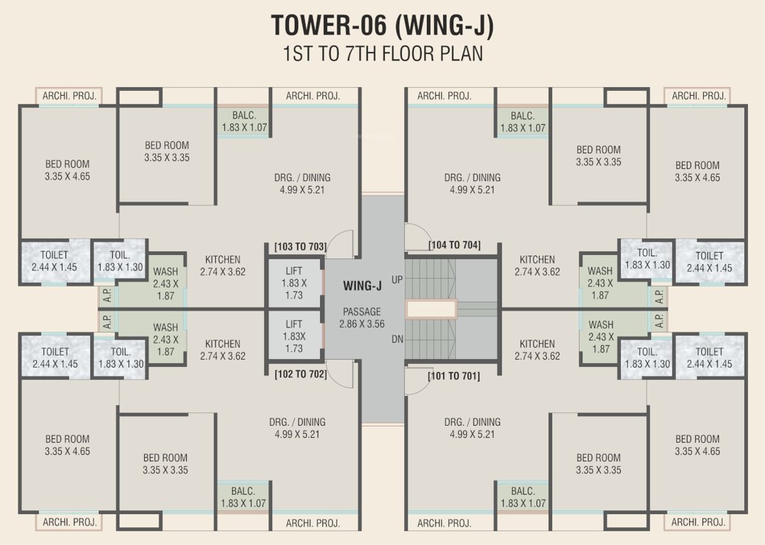  landmark Wing J Cluster Plan from 1st to 7th Floor