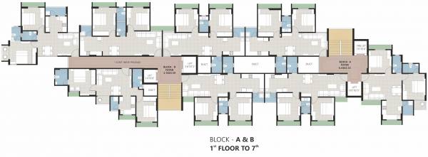  sundaram-shine Block A And Block B Cluster Plan from 1st to 7th Floor
