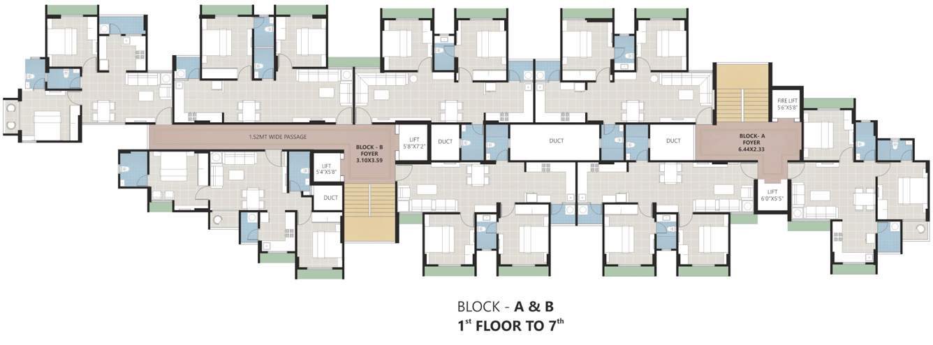  sundaram shine Block A And Block B Cluster Plan from 1st to 7th Floor