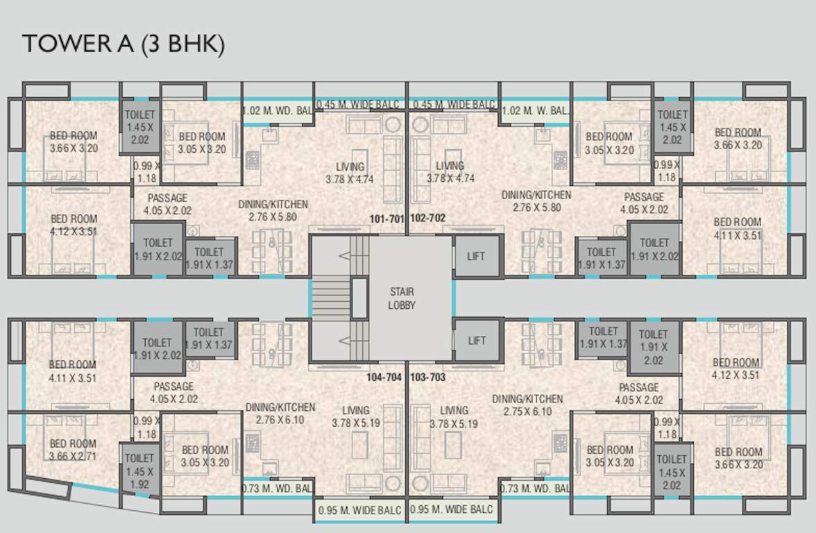  amardeep heights Block A Cluster Plan For Typical