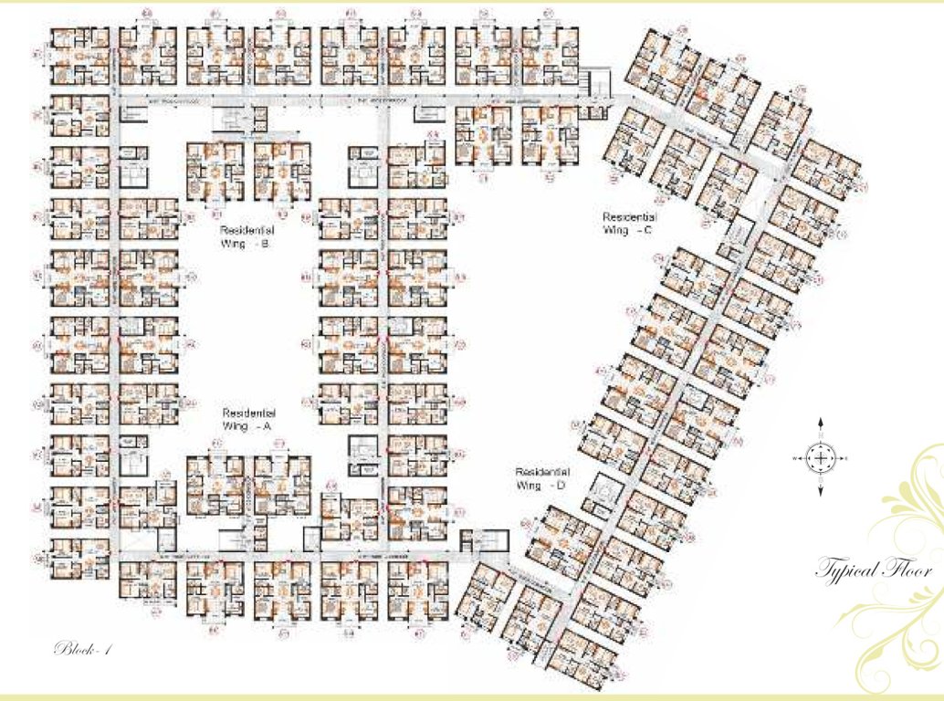 pride park wing a and b Wing A, B, C And D Cluster Plan for Typical floor