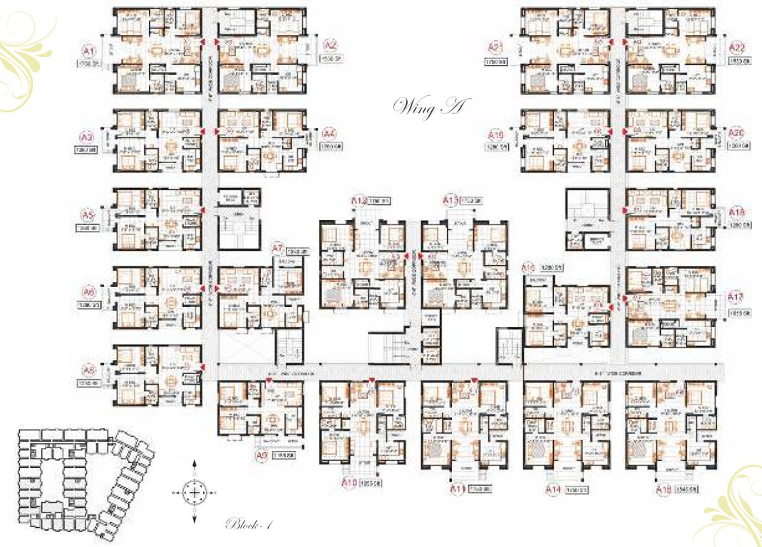 pride park wing a and b Wing A Cluster Plan for Typical floor