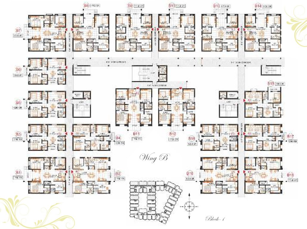 pride park wing a and b Wing B Cluster Plan for Typical floor