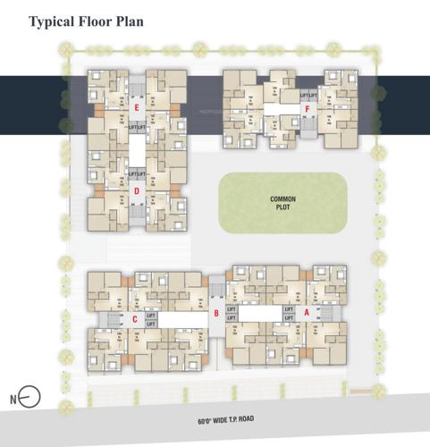  sarthi-residency Tower A, B, C, D, E And F Cluster Plan from 1st to 7th Floor