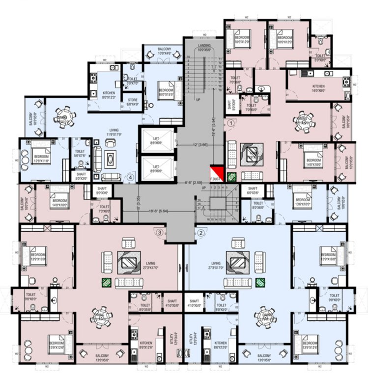 mandavi royal prince Cluster Plan from 2nd to 10th Floor