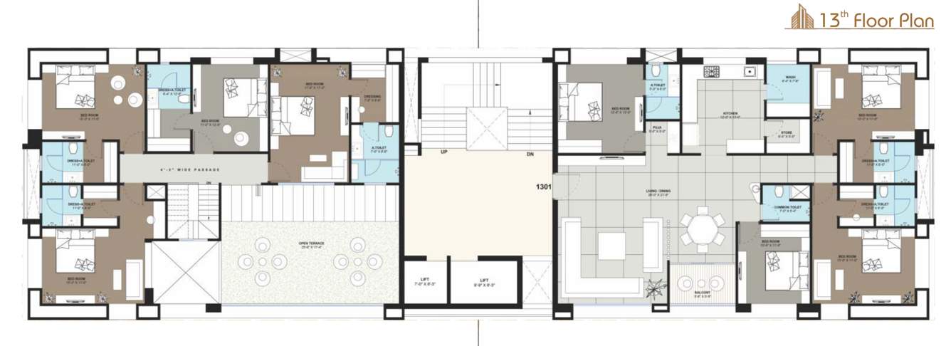 shivam heights Shivam Heights Cluster Plan for 13th Floor