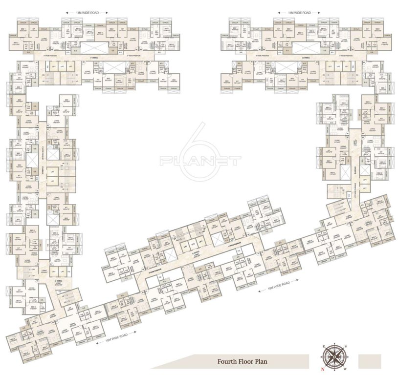  planet 6 A  to F Wing Cluster Plan for 4th Floor