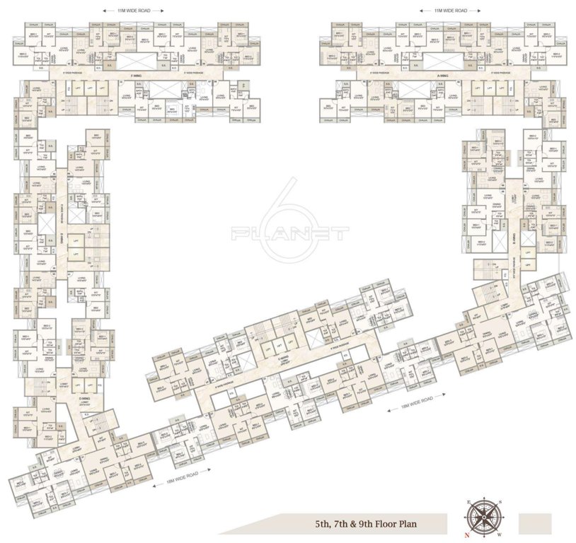  planet 6 A  to F Wing Cluster Plan for 5th Floor