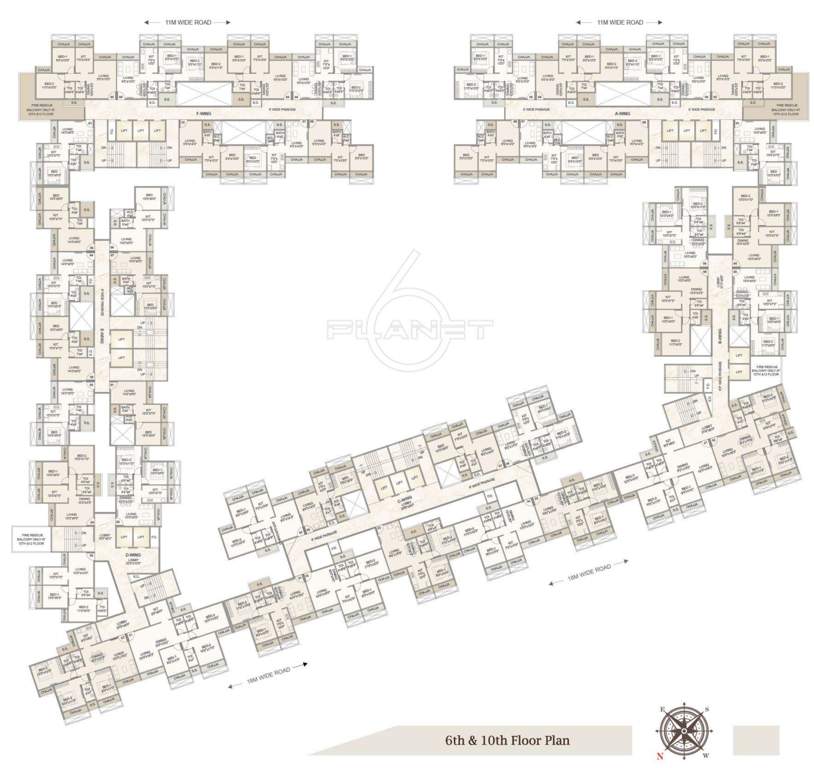  planet 6 A  to F Wing Cluster Plan for 6th Floor