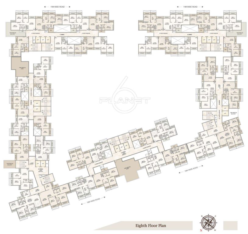  planet 6 A  to F Wing Cluster Plan for 8th Floor