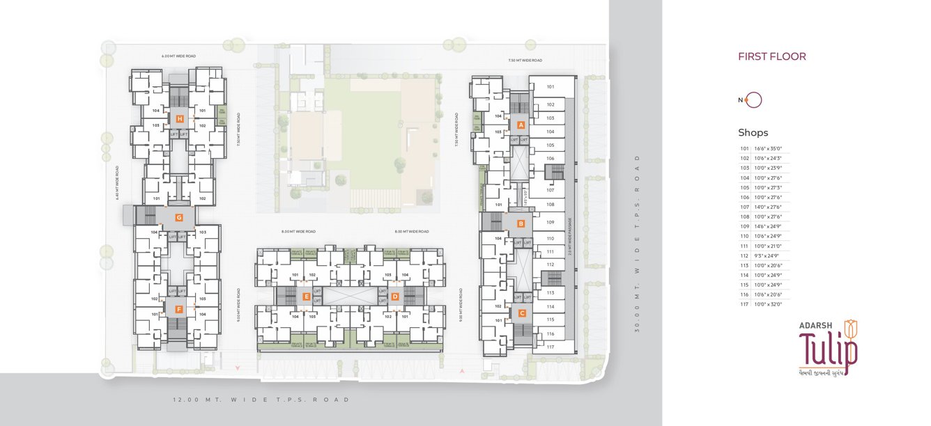  tulip Block A to Block H Cluster Plan for 1st Floor