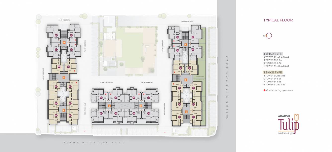  tulip Block A to Block H Typical Cluster Plan