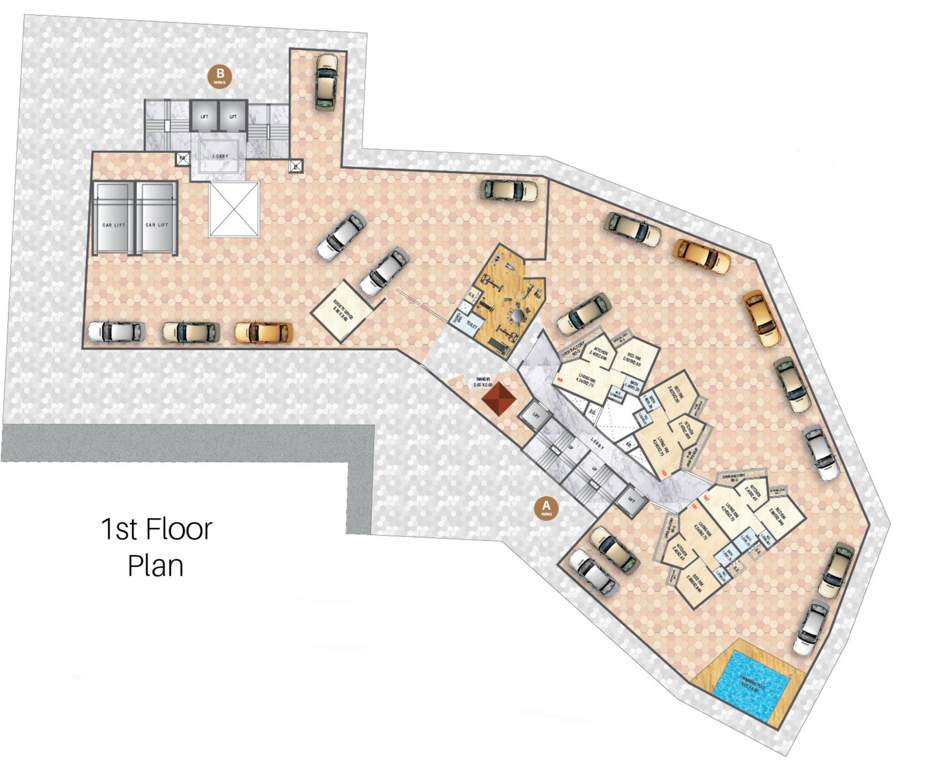  planet Omkar Planet   A + B Wing  Cluster Plan For 1st Floor