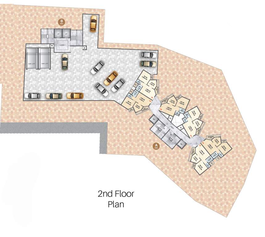  planet Omkar Planet   A + B Wing Cluster Plan For 2nd Floor