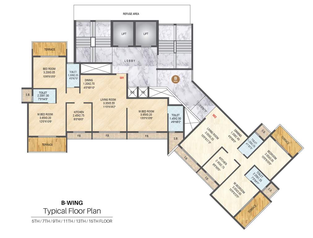  planet Omkar Planet   B Wing TypicalCluster Plan Expect 6th, 8th, 10th, 12th & 14 Floor