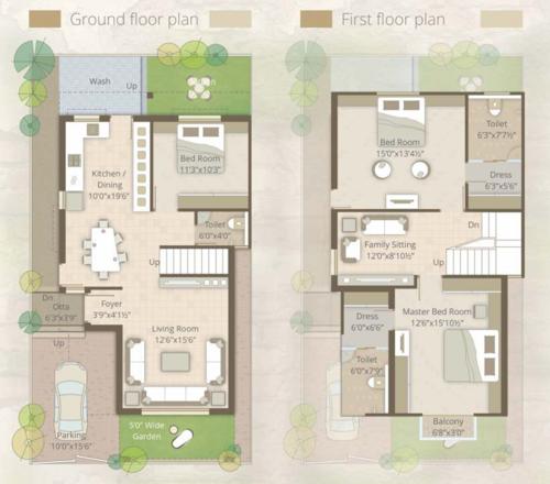  lavanya-bungalows-phase-2 Cluster Plan from ground to 1st Floor
