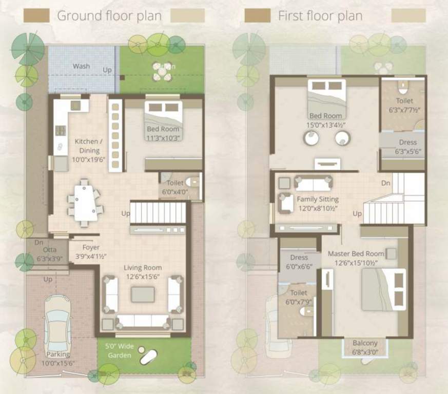  lavanya bungalows phase 2 Cluster Plan from ground to 1st Floor