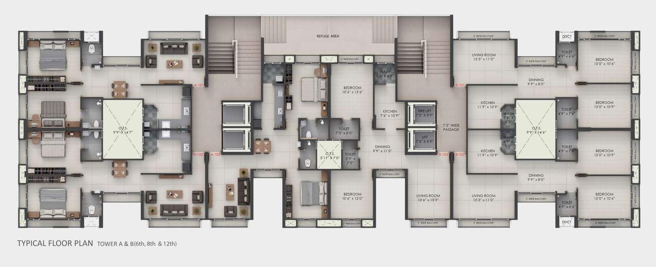  hafsa tower Block A & B Cluster Plan for 6th, 8th & 12th Floor