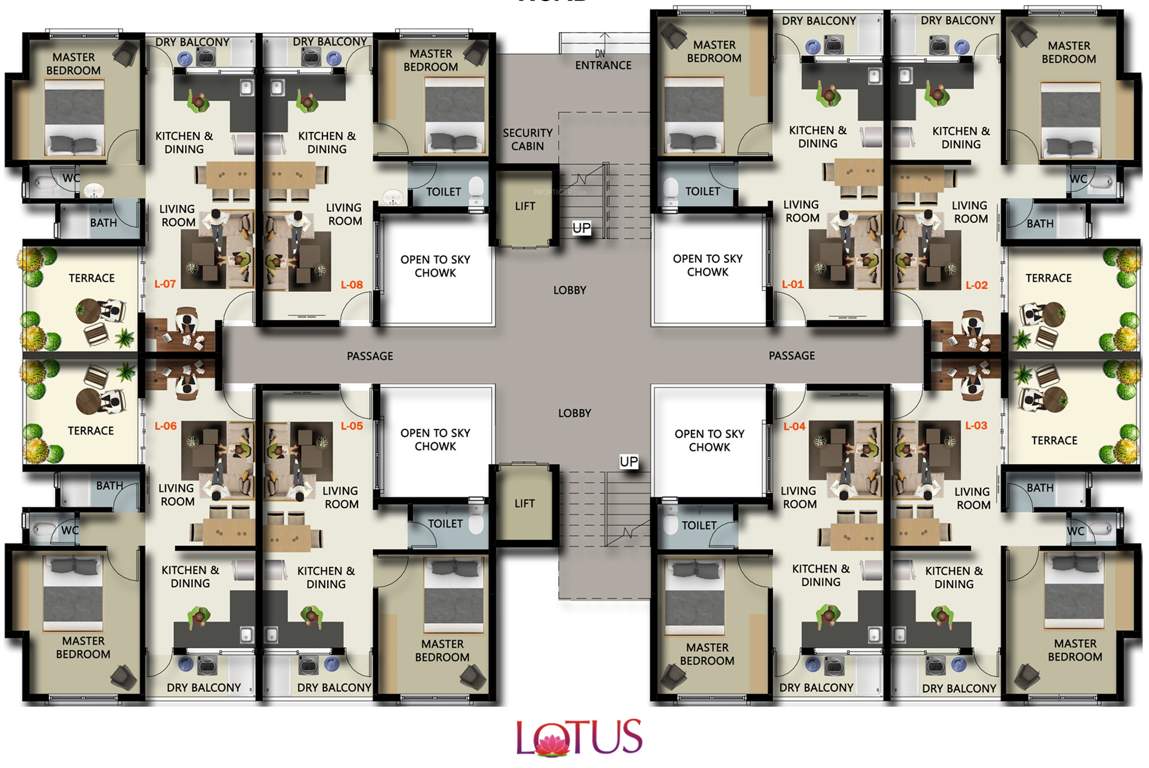 varun flora township lotus building Lotus Bldg Cluster Plan For Ground Floor