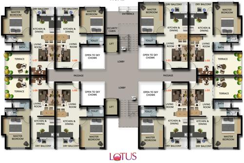 Lotus Bldg Cluster Plan For Ground Floor varun-flora-township-lotus-building Lotus Bldg Cluster Plan For Ground Floor