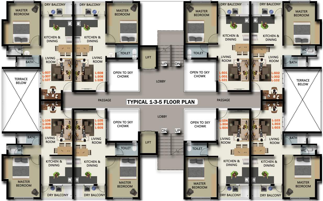 varun flora township lotus building Lotus Bldg Cluster Plan For Odd Floor Plans