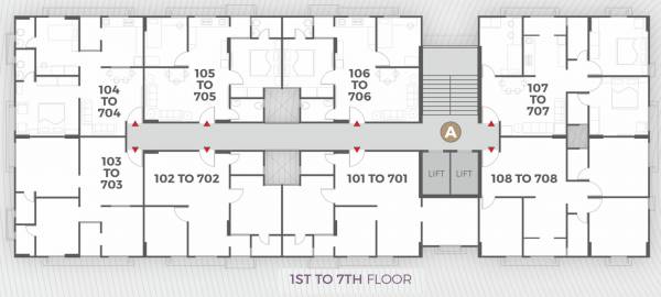  apaar-dream-homes Block A Cluster Plan from 1st to 7th Floor