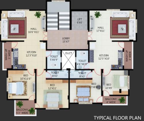  mahalaxmi-apartment-8 Mahalaxmi Apartment 8 Cluster Plan from 1st to 3rd Floor