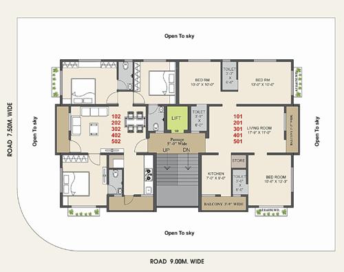  dwarkesh-avenue-1 Cluster Plan from 1st to 5th Floor