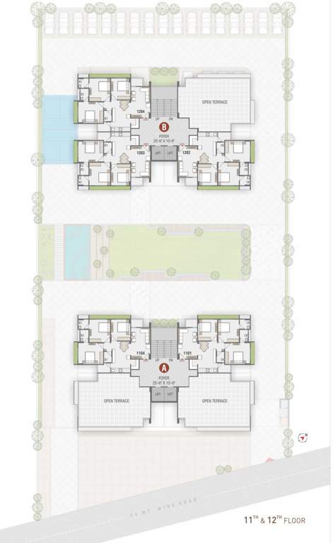  greens Tower A And B Cluster Plan from 11th to 12th Floor