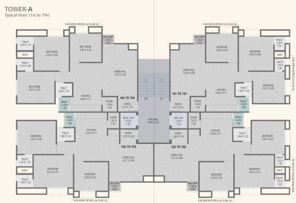  silver-oak Tower A Cluster Plan from 1st to 7th Floor