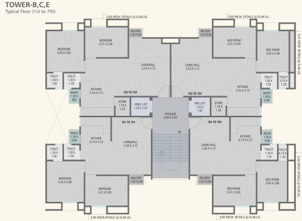  silver-oak Tower B, Tower C And Tower E Cluster Plan from 1st to 7th Floor