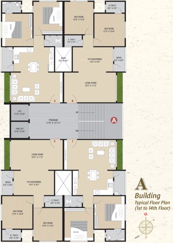  sankalp Block A Cluster Plan From 1st To 14th Floor